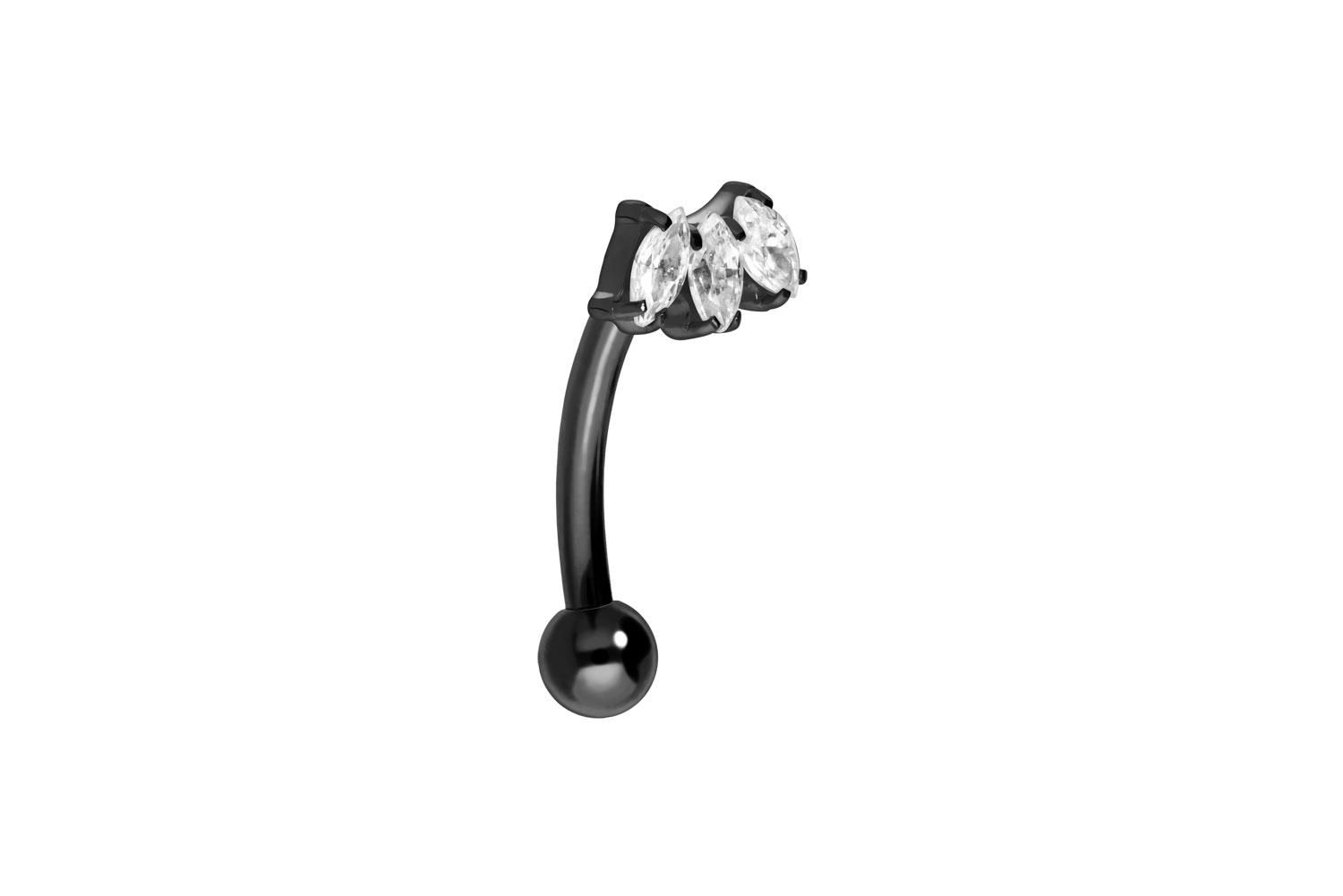 Titan Piercing Banane mit Push Fit 3 KRISTALLTROPFEN